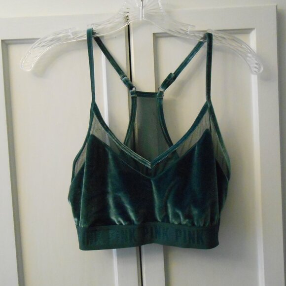 Pink Sport Green Velvet Bralette - Picture 1 of 5